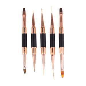 Double-Ended Nail Art Brushes Kit for Nail Design Black 1 Set